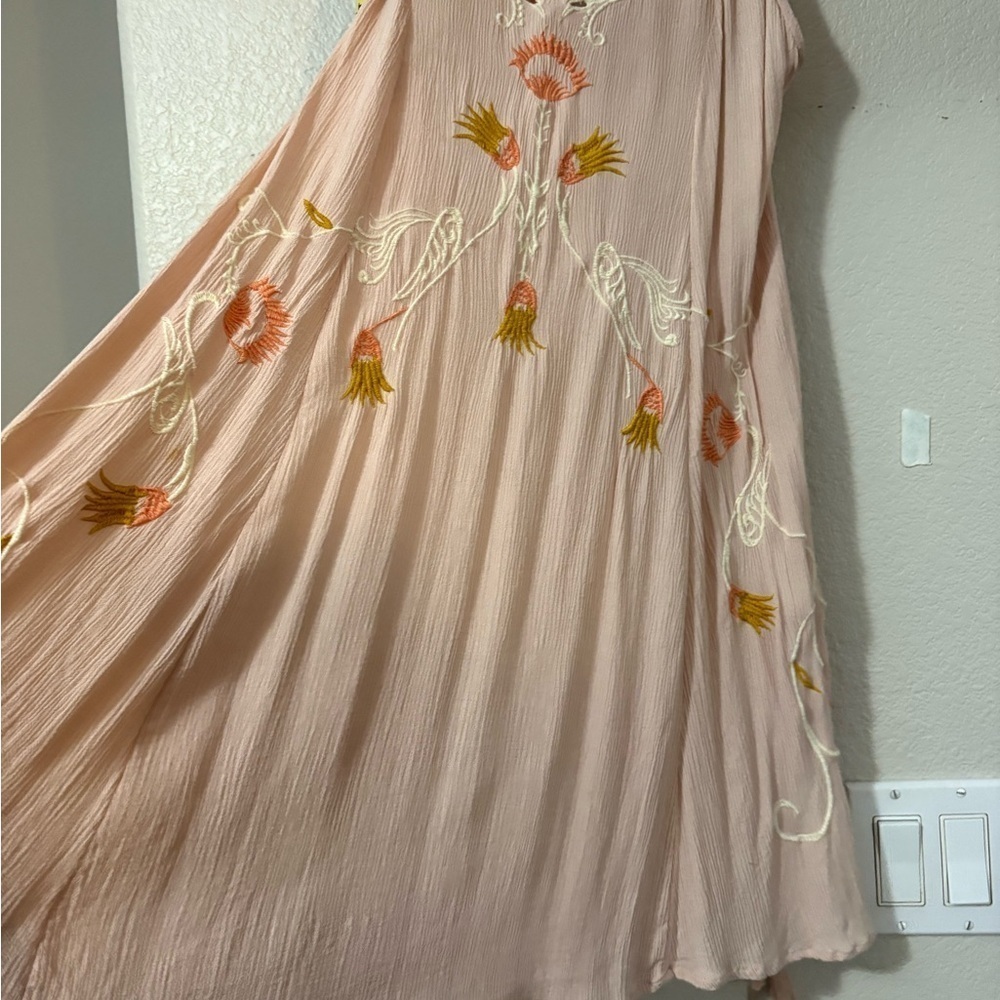 Free People Adelaide embroidered festival dress. Light, flowy tank dress. - Picture 5 of 13
